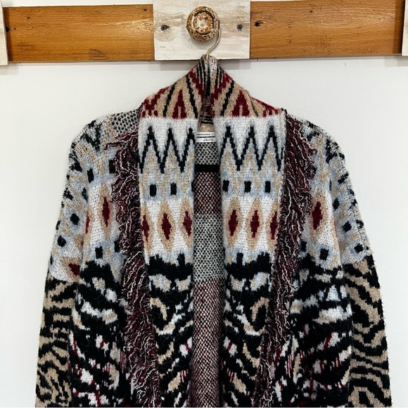 By Anthropologie Paloma Fringed Animal Print Cardigan Sweater - Picture 6 of 16